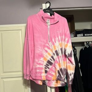 NWT pink tie dye zipper pull over